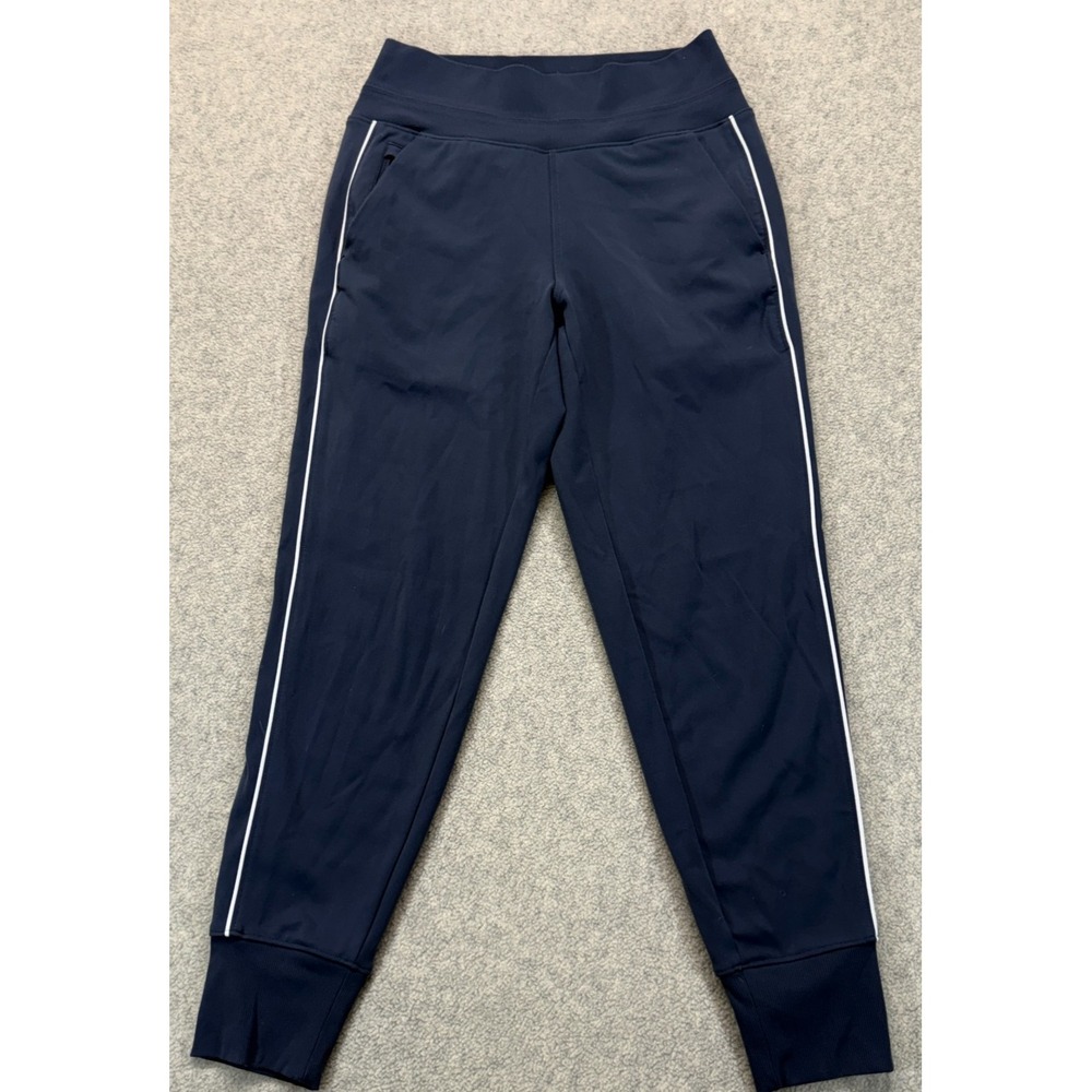 Athleta‎ Womens Venice High Rise Track Jogger Pants Navy Blue Side Striped XS